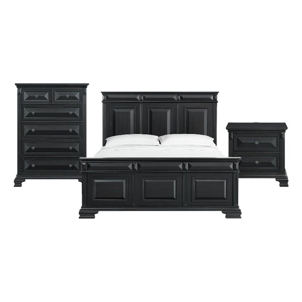 Picket House Furnishings Sumner King Panel 3PC Bedroom Set in Black