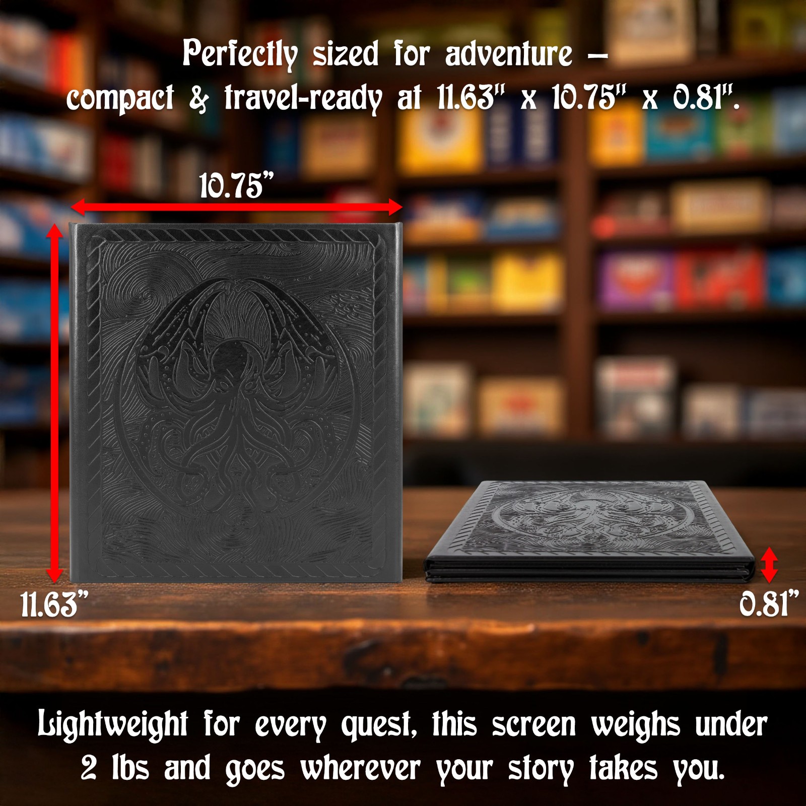 CASEMATIX 3-Panel DM Screen Faux Leather GM Screen for TTRPGs DND RPG Black