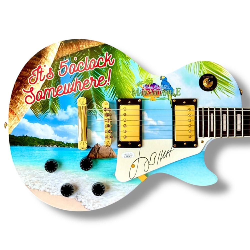 Jimmy Buffett Signed Guitar Custom Graphics JSA COA It's 5 O'Clock Somewhere