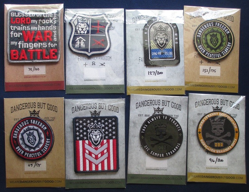 8 ASSORTED EDC MORALE PATCHES "DANGEROUS BUT GOOD" EMBROIDERED HOOK & LOOP