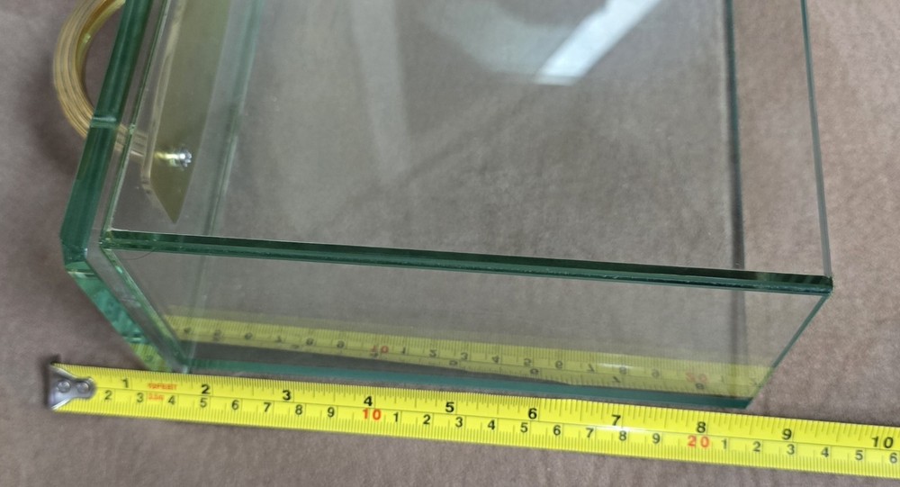 8½" Rectangular Clear Glass Display Case with Open Bottom Chipped Corner