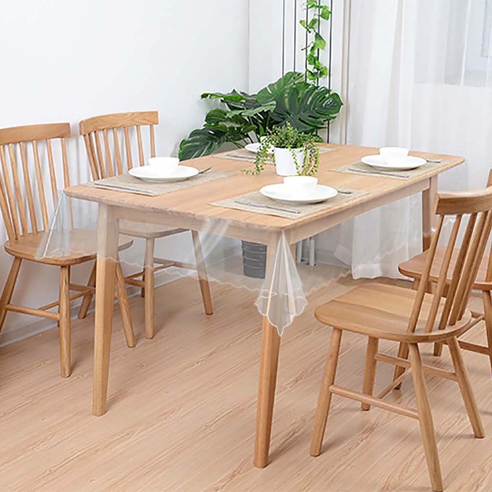 PlentifulHome Clear Rectangular Tablecloth Protector 0.38MM Thick Durable