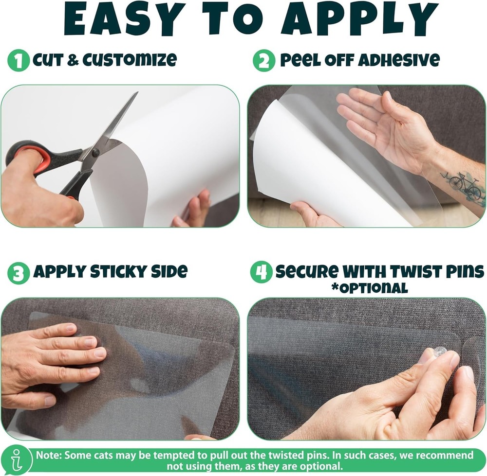 10-Pack Anti Cat Scratch Protector - Heavy-Duty Transparent Shield for Sofas