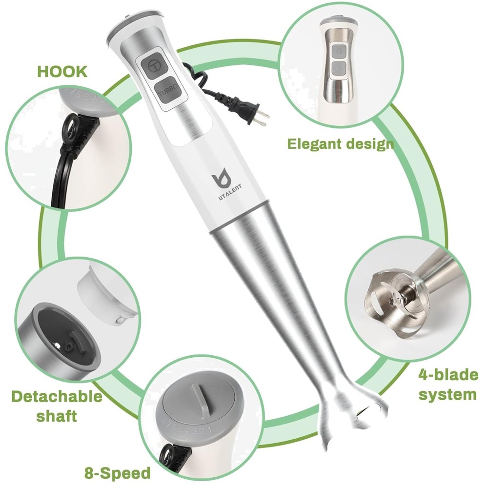 5-in-1 Hand Blender Set - 8-Speed Immersion Blender