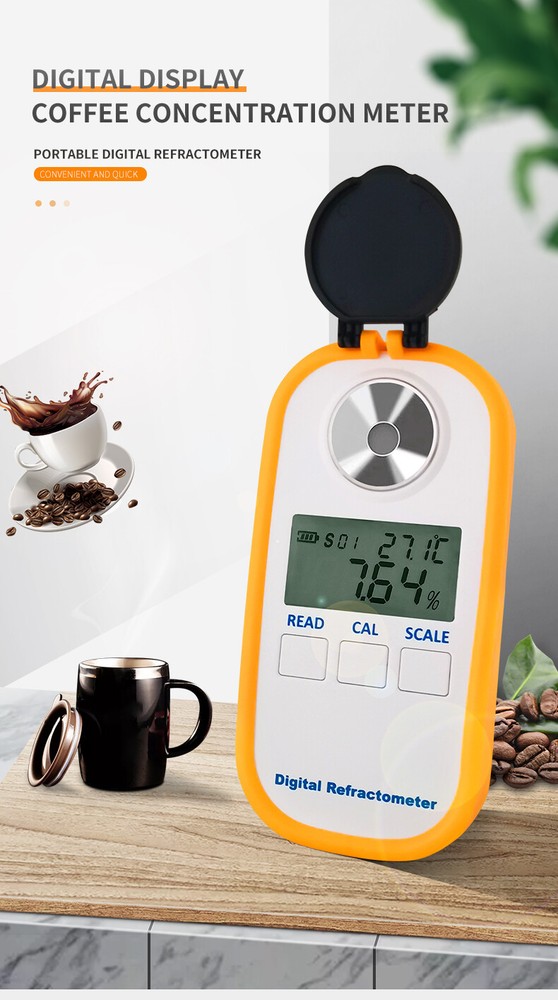 2-in-1 Auto Refractometer Coffee Hydrometer Brix TDS Concentration Meter Tester
