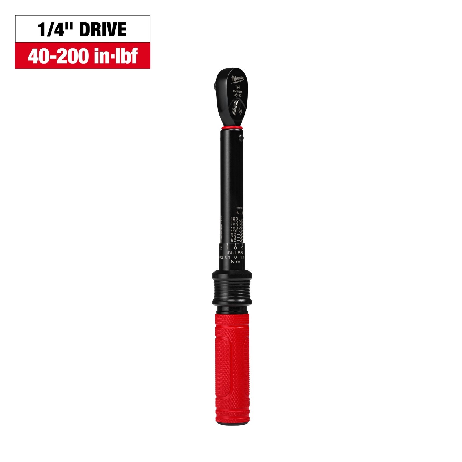 Milwaukee 48-22-9200 1/4" Drive Click Torque Wrench 40-200 in-lb Adjustable Tool