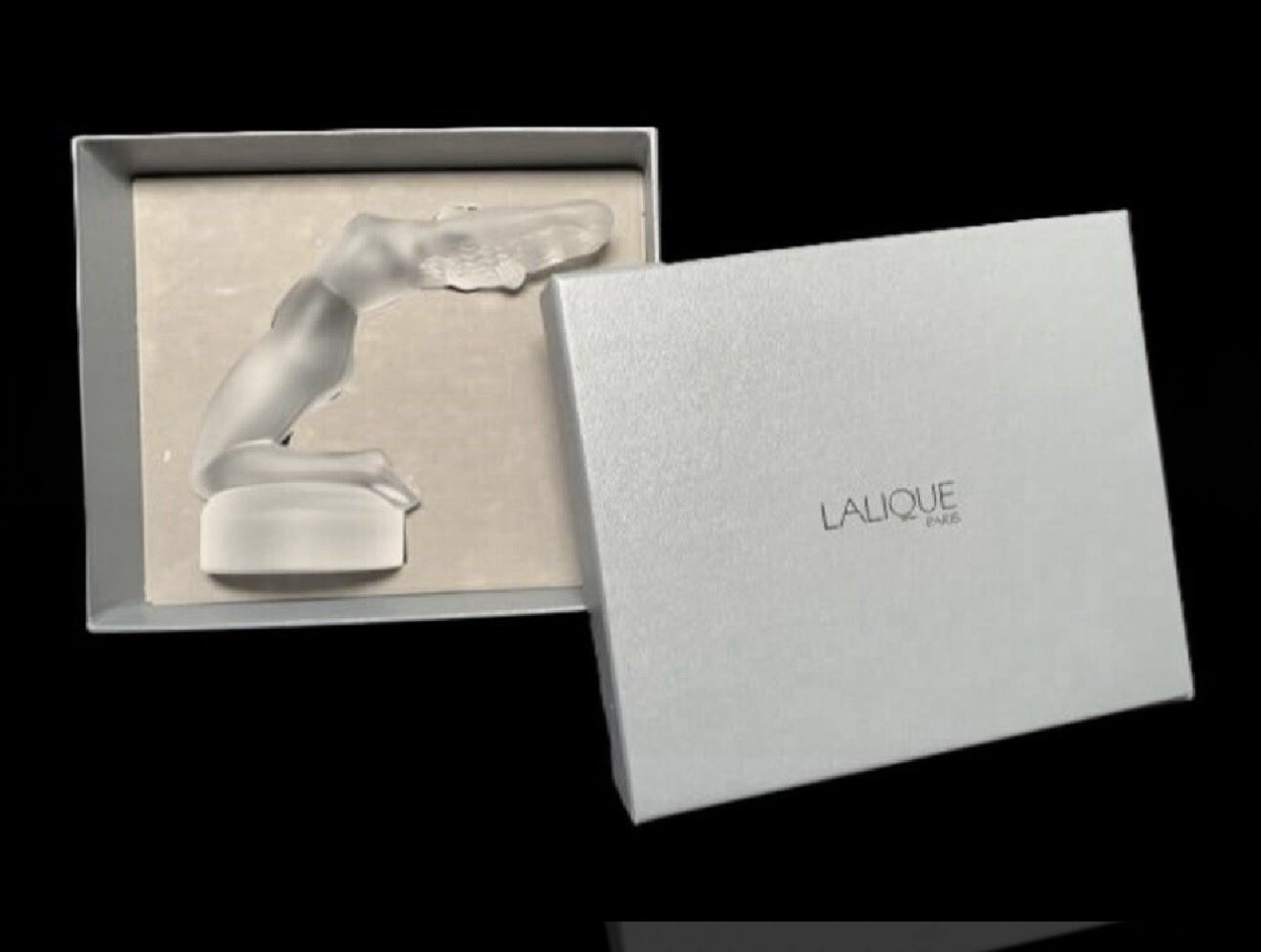 Vintage Lalique France 5” Frosted Crystal "Chrysis" Nude Woman Figurine With Box