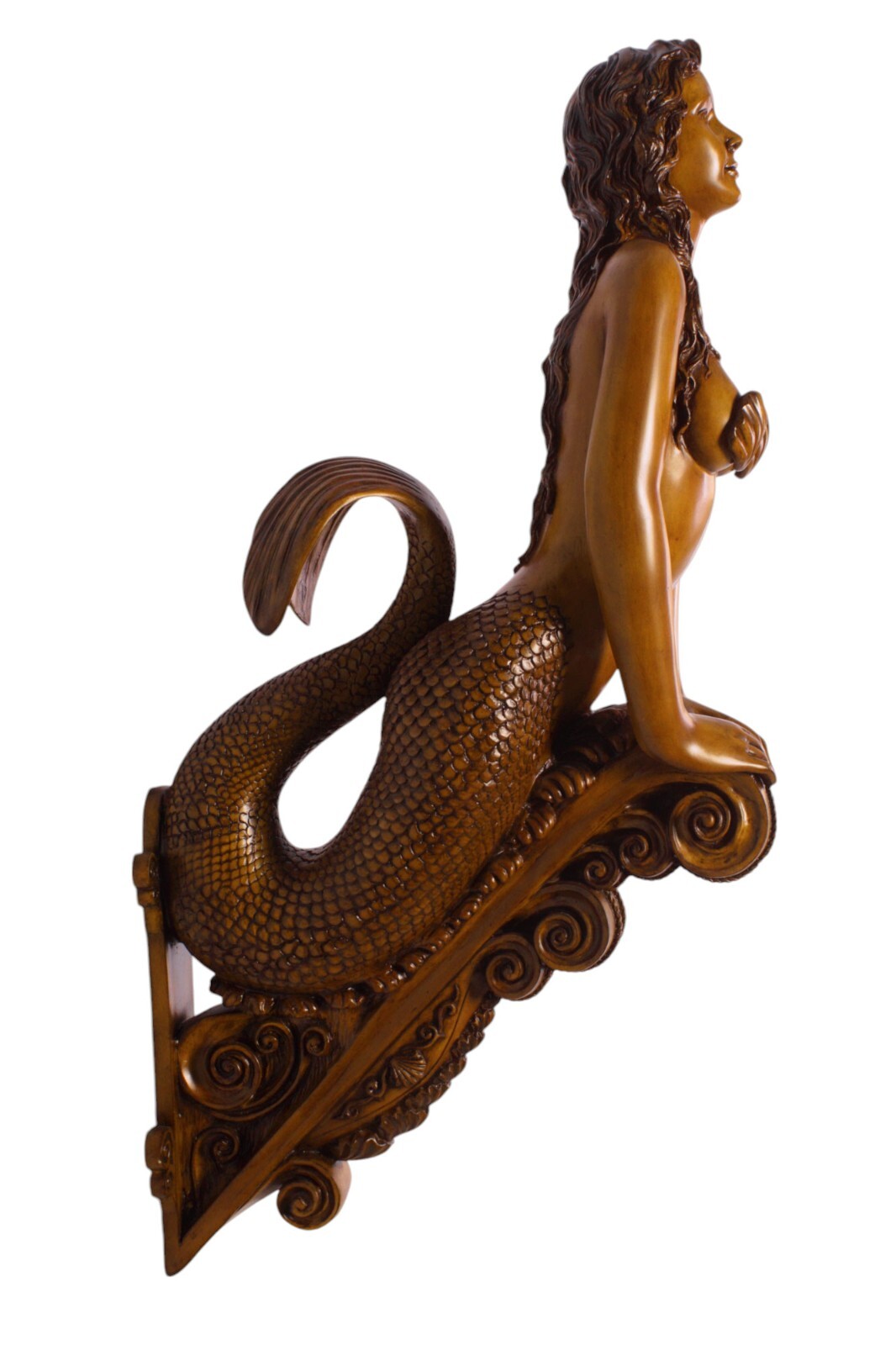 Wood Look Mermaid Sea Siren Marinea Large Sculpture Wall Mount Figurehead 36"