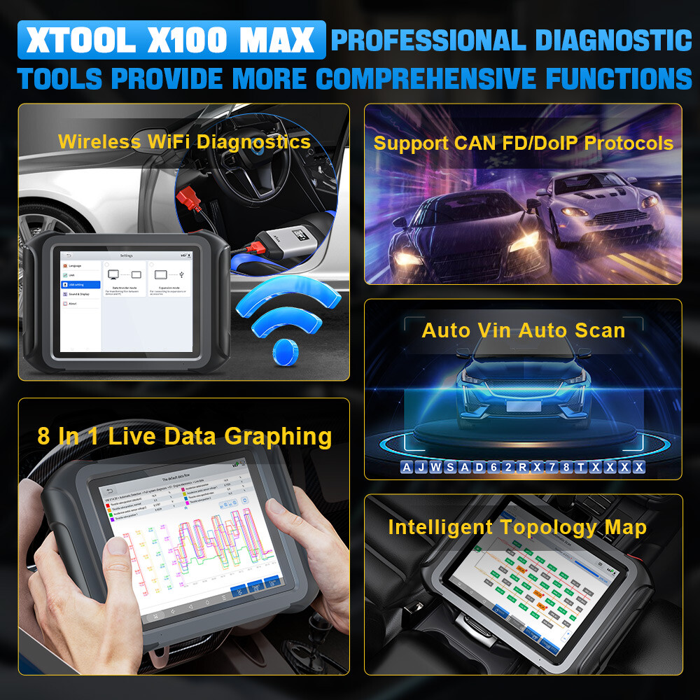 USED XTOOL X100 MAX IMMO Key Programmer Auto Diagnostic Tool Topology Mapping