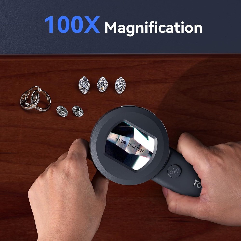 Microscope for Kids, 2" IPS Screen 100X Handheld Digital Microscopes HD Pocket