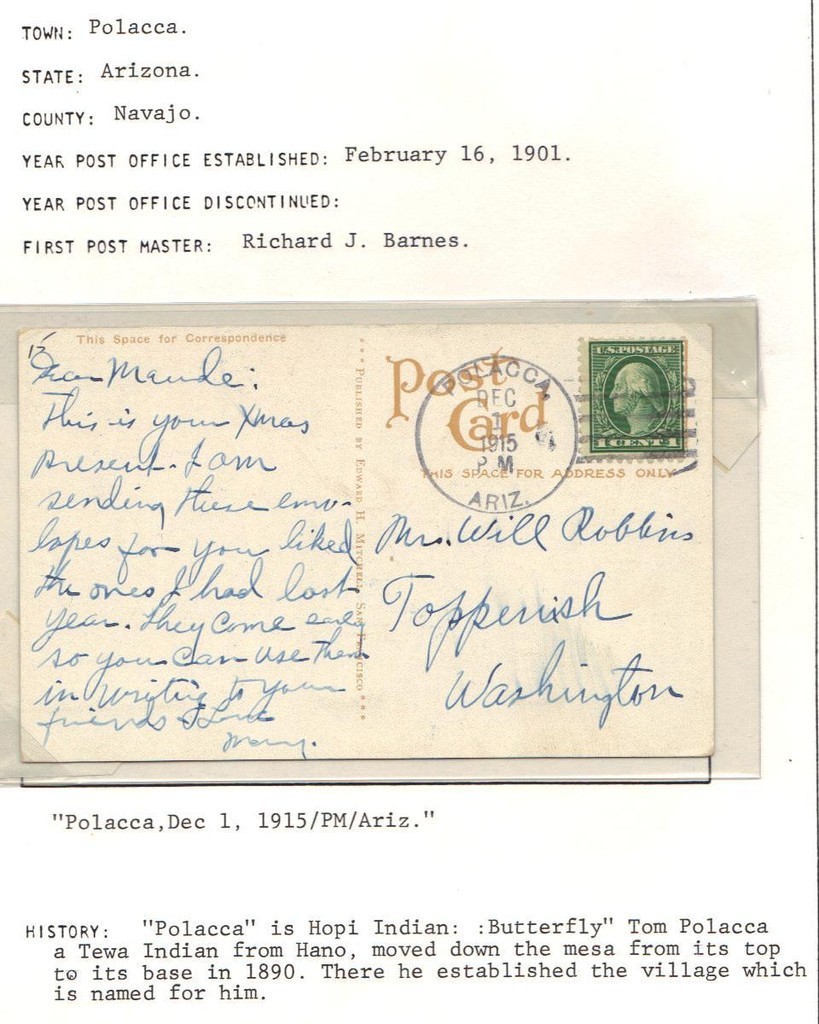 US 1887-1920's ARIZONA COLL OF 7 DIFF TOWN CVRS & PC INC TERRITORIAL & DISC PD's