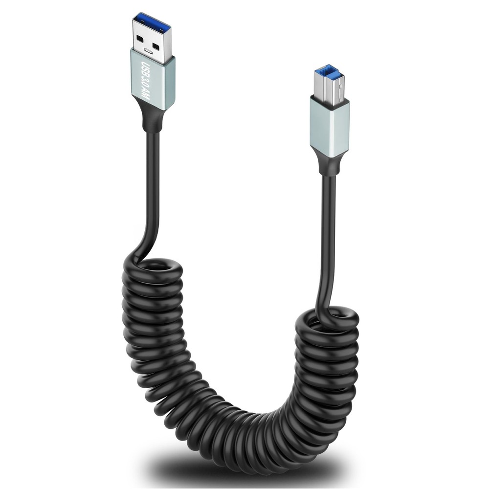 Coiled USB A to USB B 3.0 Cable Type A to Type B Printer USB Cable 5Gbps USB ...