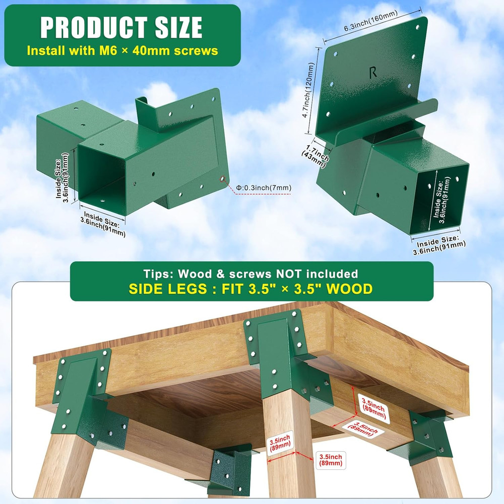Heavy Duty Deer Stand Brackets, 4X4 Compound Angle Bracket, Powder Coated Elevat