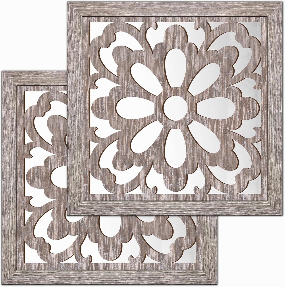 Square Mandala Cutout Wall Mirror Decor - Kitchen Entryway Decorative Mirror