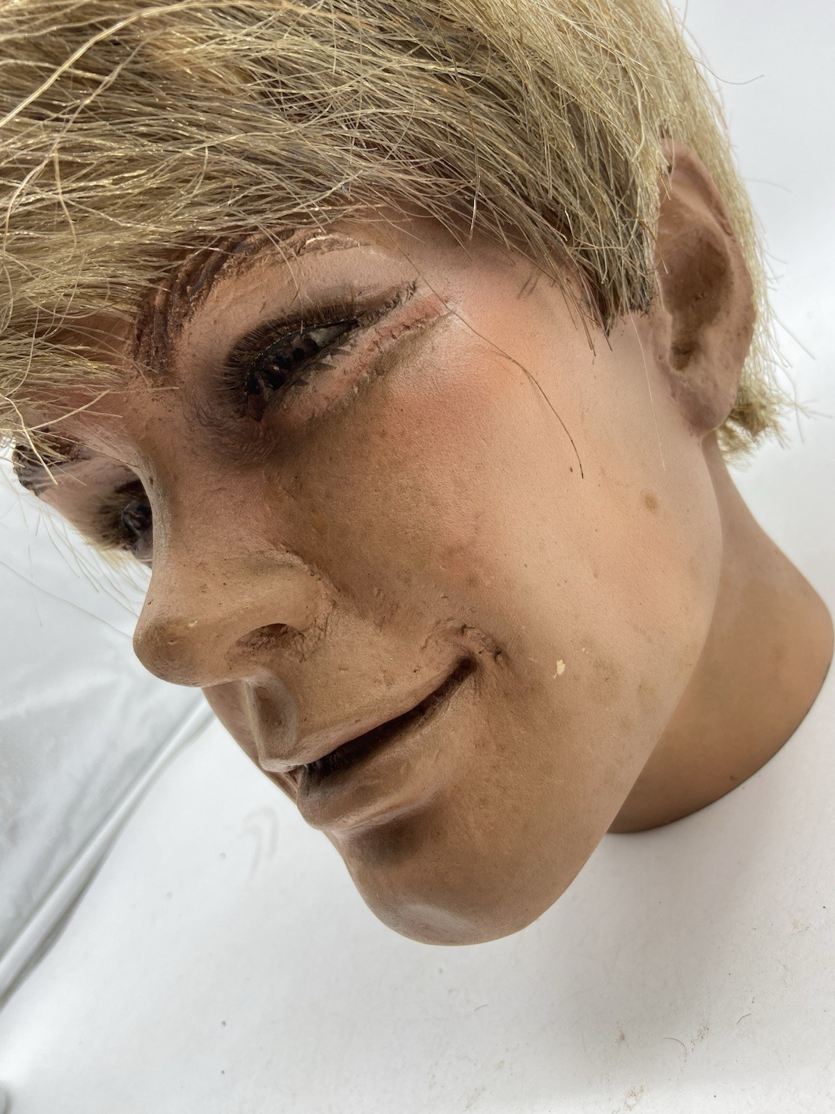 vintage male mannequin head wig display part display prop 70s