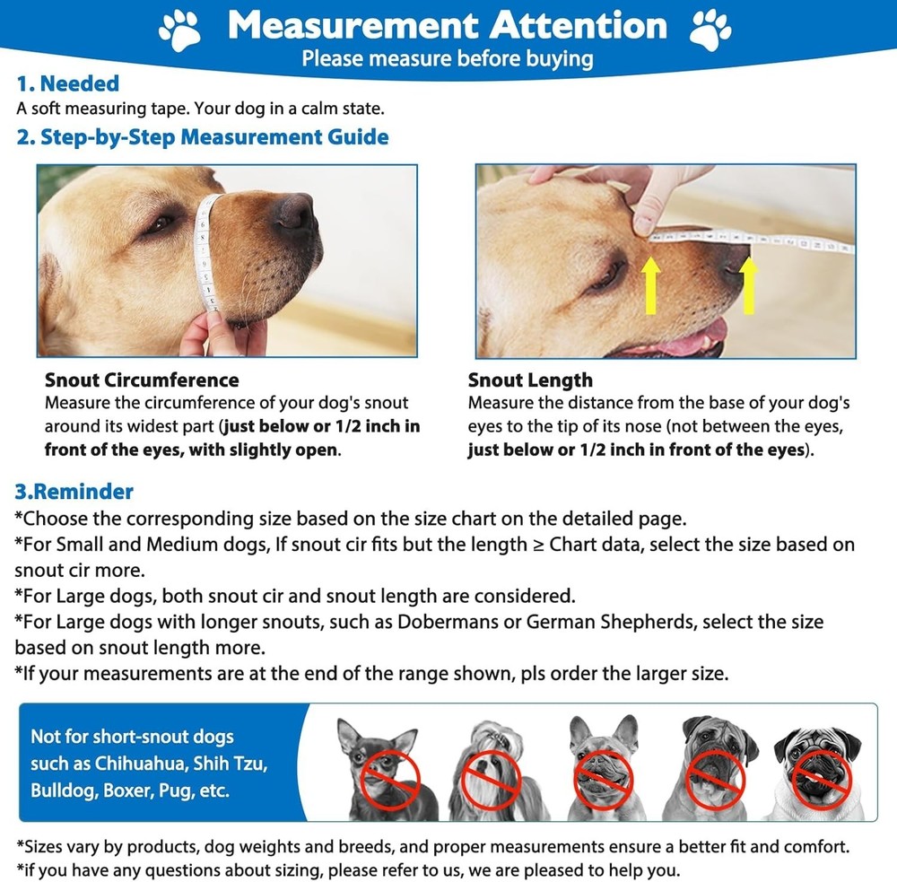 Dog Muzzle, Breathable Basket Muzzles for Small, Medium, Large and X-Large Ag...