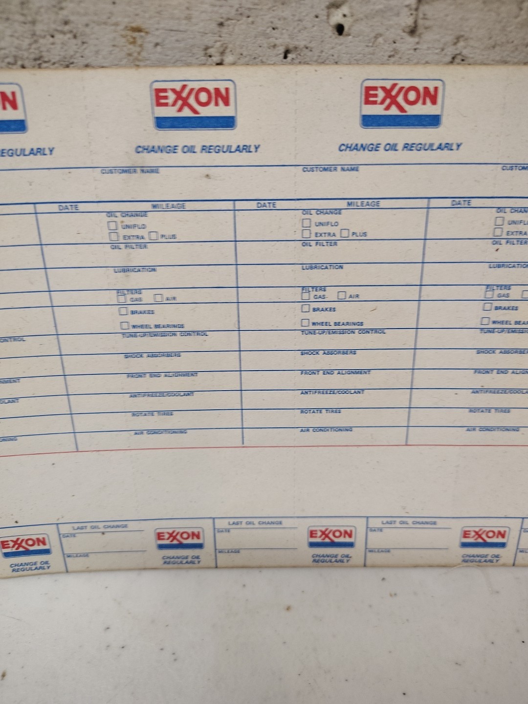 Vintage Exxon Gasoline Oil Change Reminders Lot Of 4 Uncut Sheet