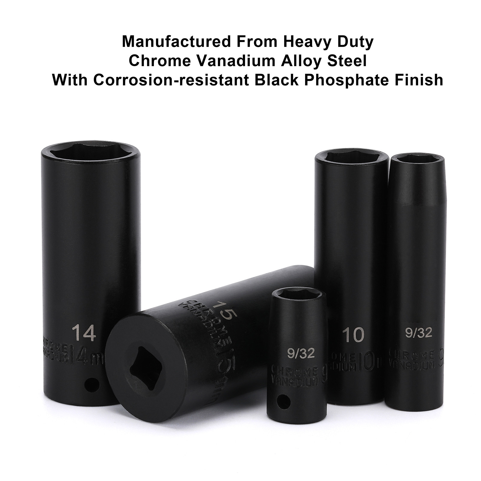 1/4 Inch Drive Master Impact Socket Set 50-Piece 6-Point SAE/Metric 5/32 Inch