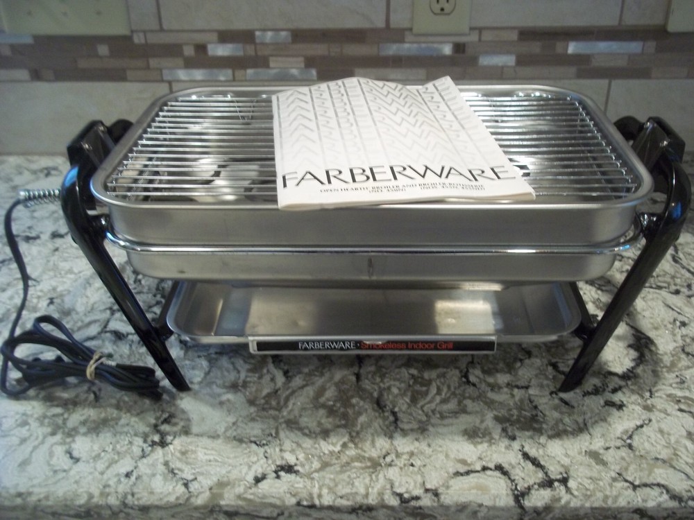 FARBERWARE OPEN HEARTH 455N INDOOR SMOKELESS GRILL & MANUAL