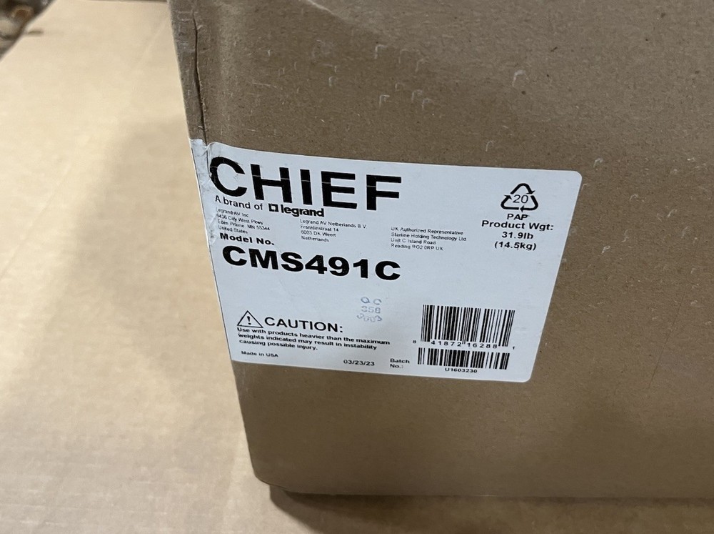 Chief CMS491C In-Ceiling Storage Box with Column Drop (1 x 2')
