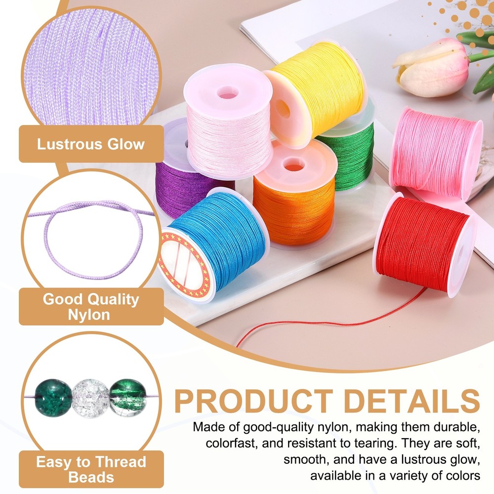 2 pcs 0.8mm String for Bracelets, 44 Yards Beading Thread(Light Purple)