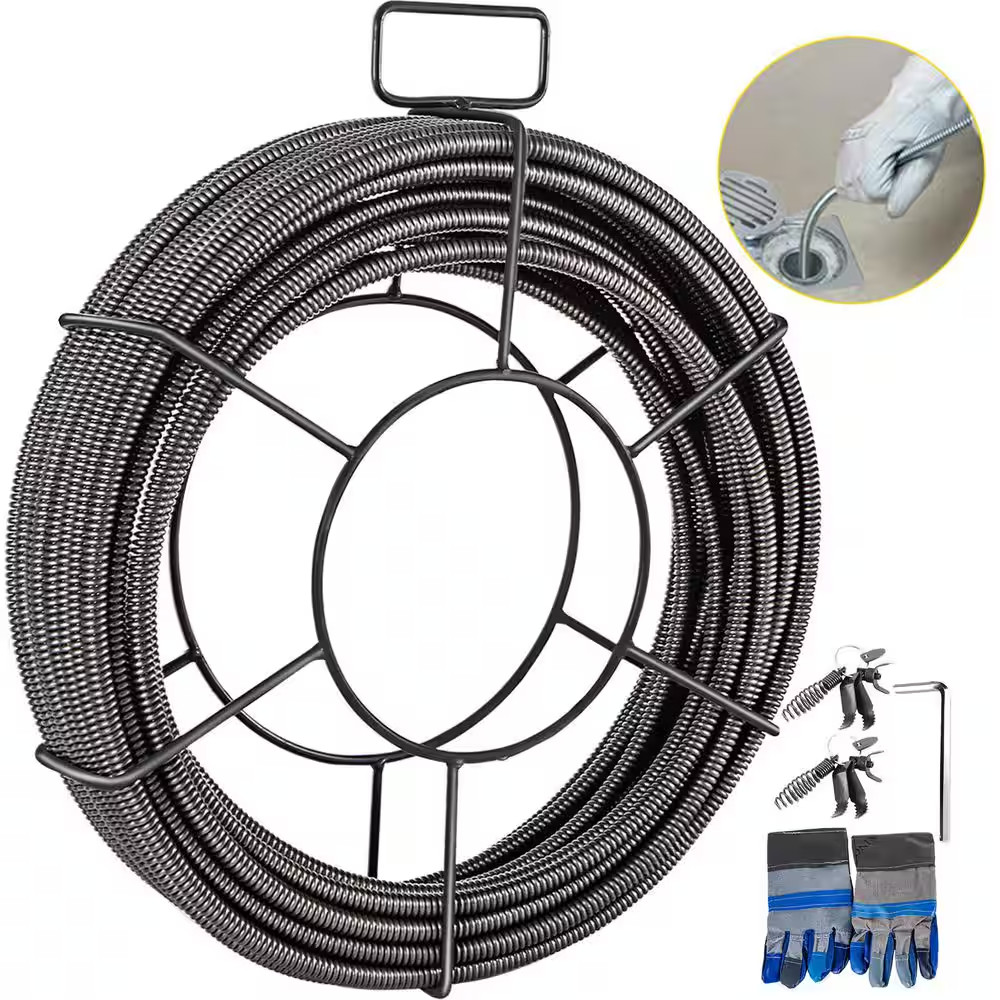Drain Cleaning Cable 75 Ft. X 1/2 In. Solid Core Cable Sewer Cable Drain Auger C