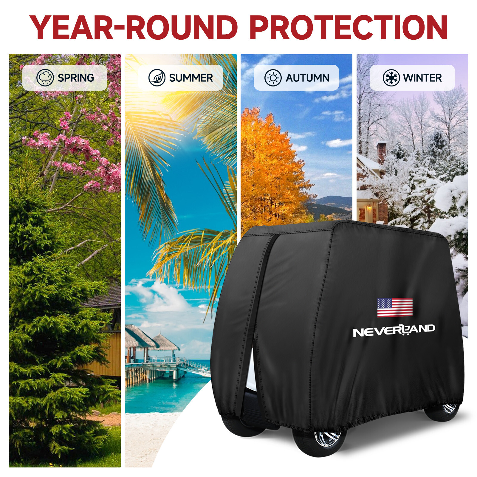 Heavy Duty Waterproof Golf Cart Cover Tarp 4 Passenger for EZGO Club Car Yamaha