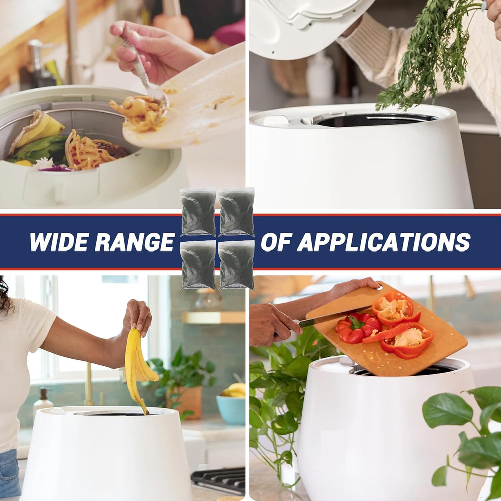 4-Pack (2 Pounds) Odor Absorbing Filter Refills for Lomi Kitchen Composter, Repl