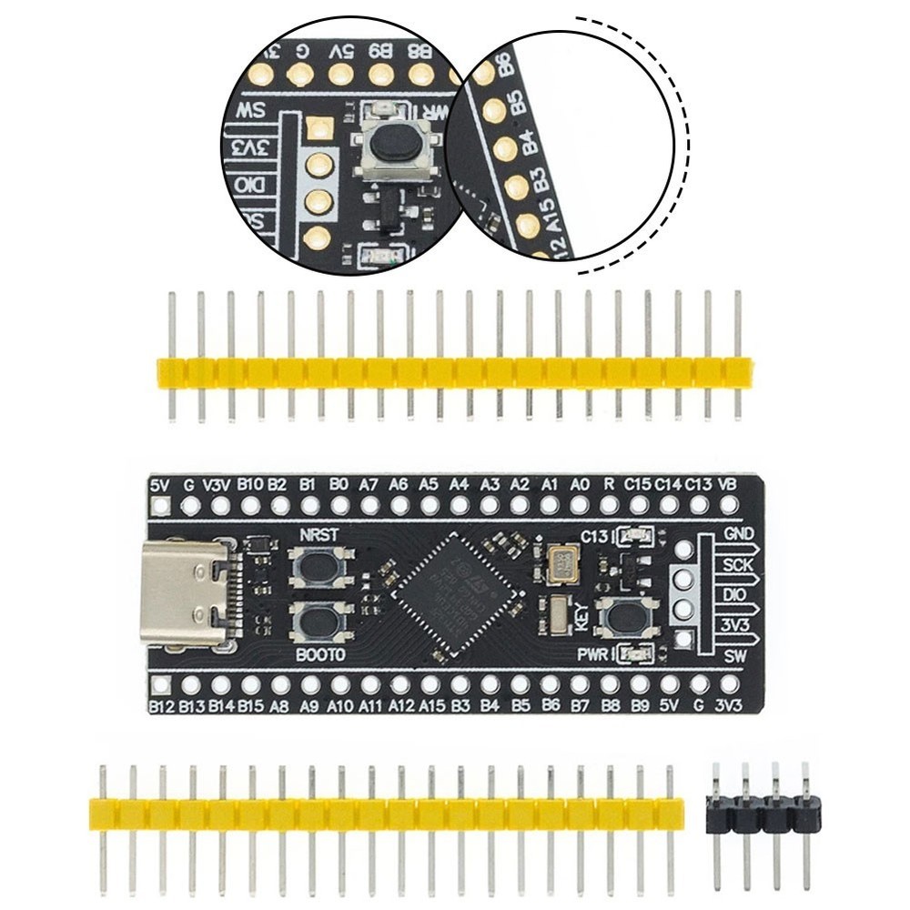 STM32F401CCU6 Development Board with BOOT Button Settings and Pin Headers