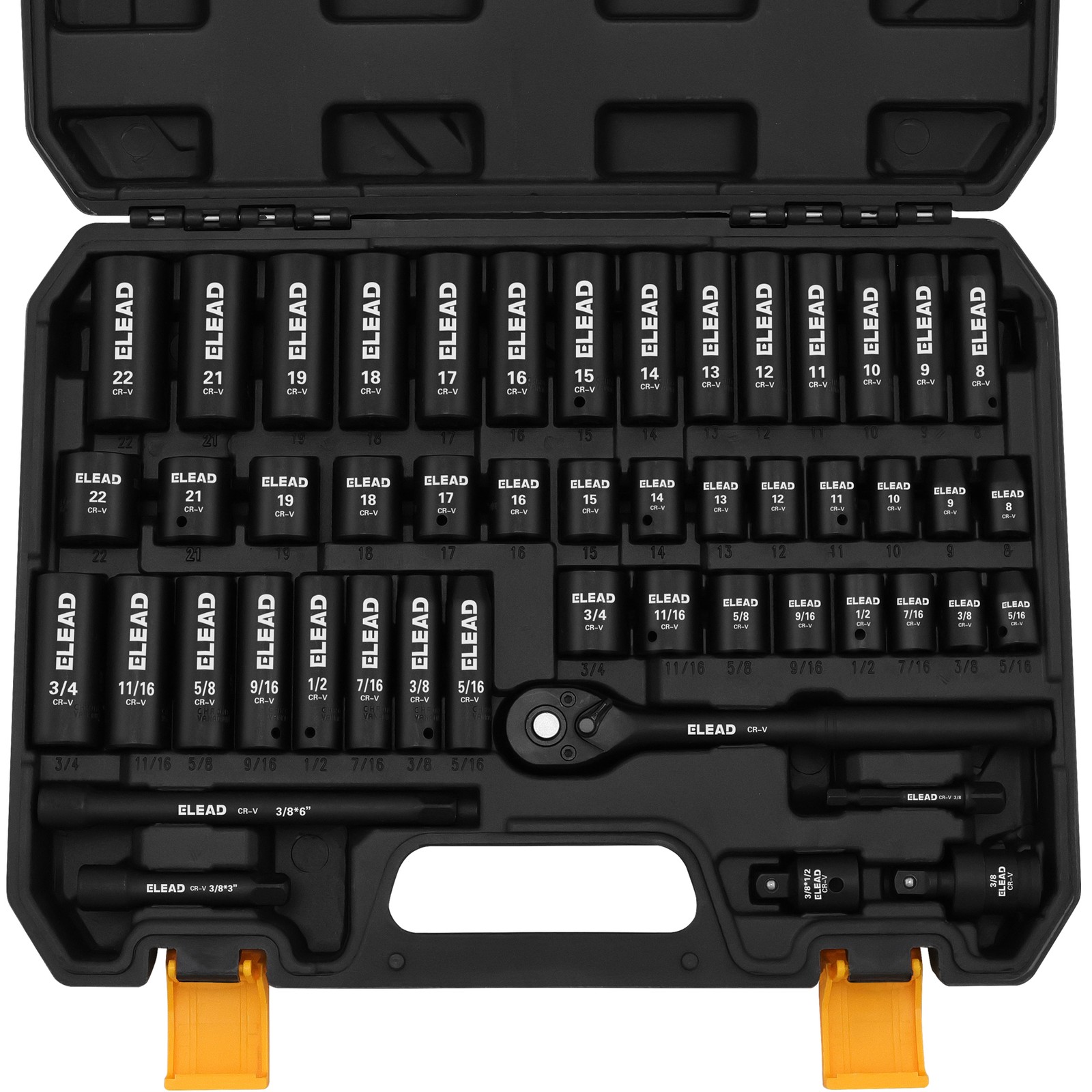 3/8'' Drive Impact Socket Set 50Pcs Shallow & Deep Socket Set Metric & Standard