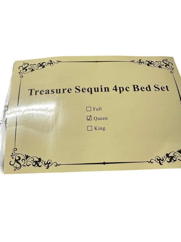Treasure Sequin Silver Queen 4pc Bed Set