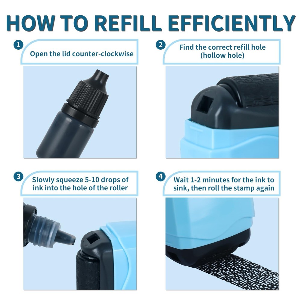 Identity Theft Protection Roller Stamp, Blue, HS-009