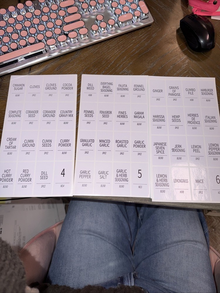 Custom Spice Labels for Organization, NEW, 192 labels, WHITE