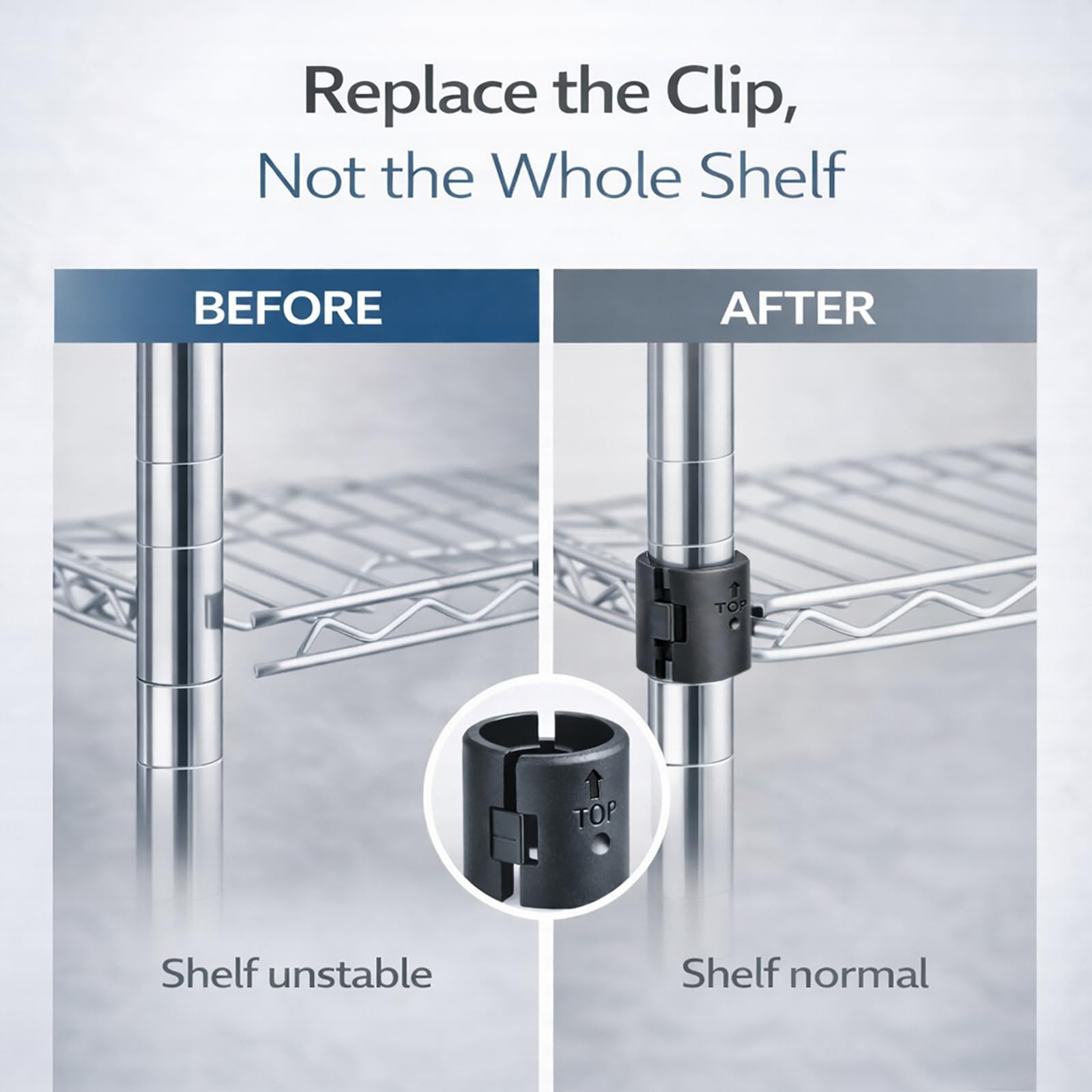 Wire Shelf Clips 3/4 Inch, 52 Pcs Wire Shelving Shelf Lock Clips, Wire Shelf Rep