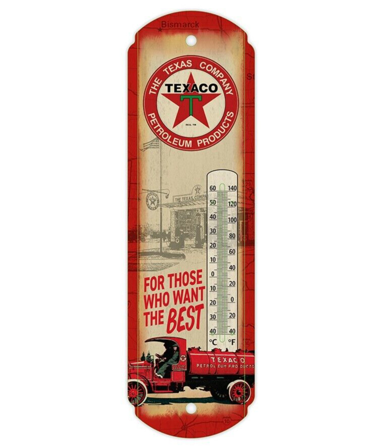 NEW! Gas & Oil TEXACO - Indoor Outdoor Metal Tin 17" Thermometer Nostalgic 40265