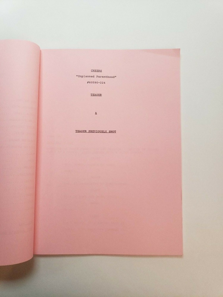 CHEERS / Dan Staley & Rob Long 1991 TV Script, Ted Danson "Unplanned Parenthood"