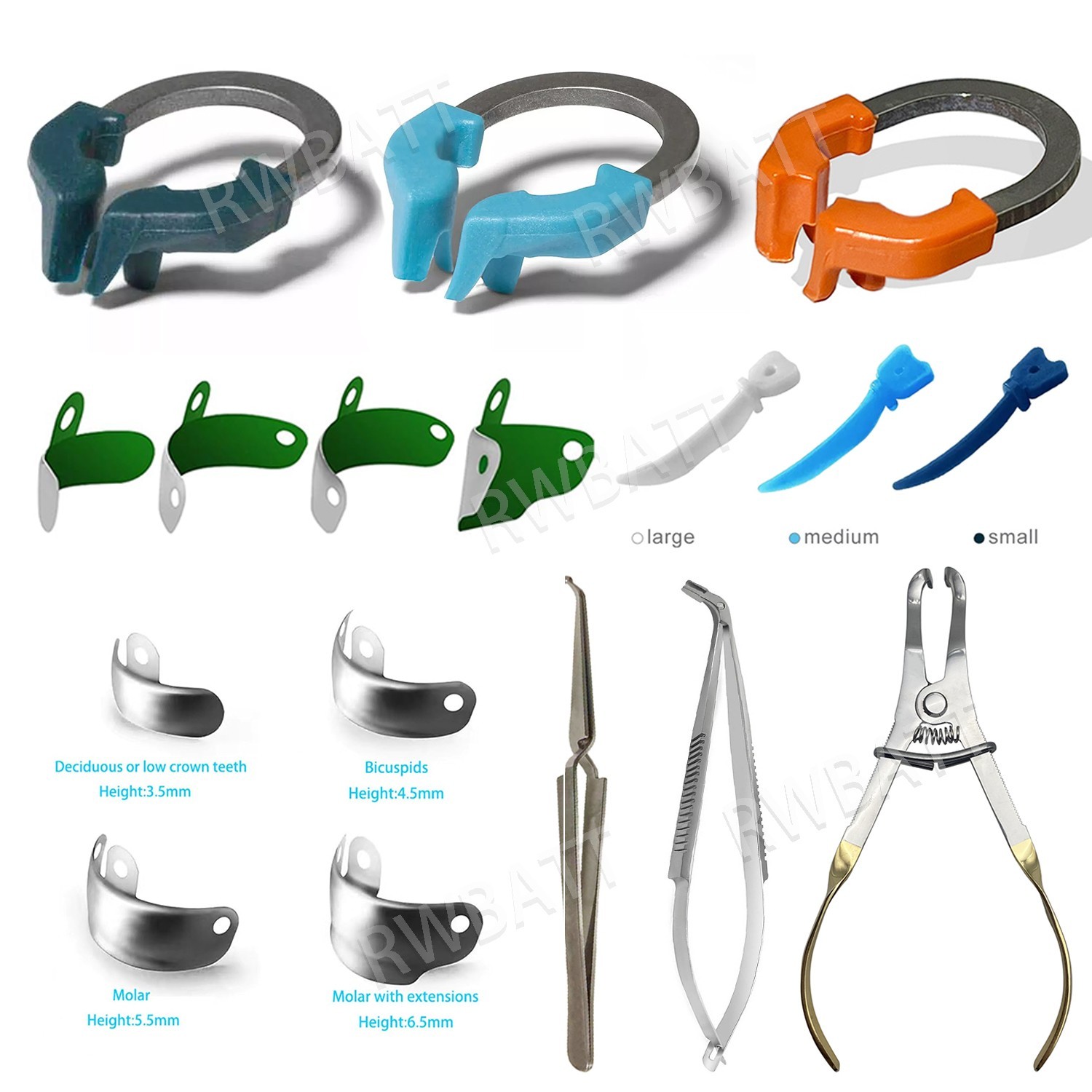 Dental Matrix Bands Ring Sectional Matrice Clamp Wedges Fit Palodent V3 System