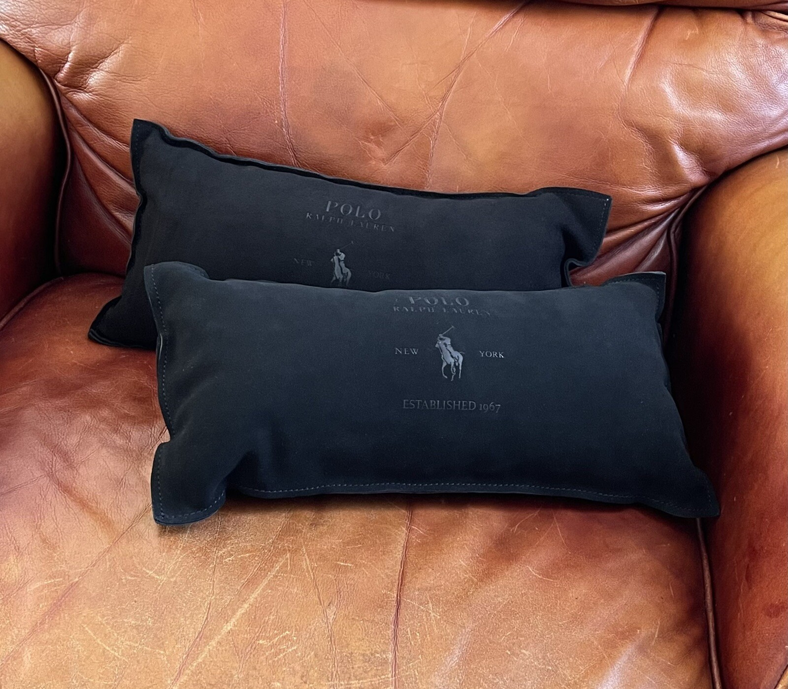 Ralph Lauren Polo Suede Leather Throw Pillow