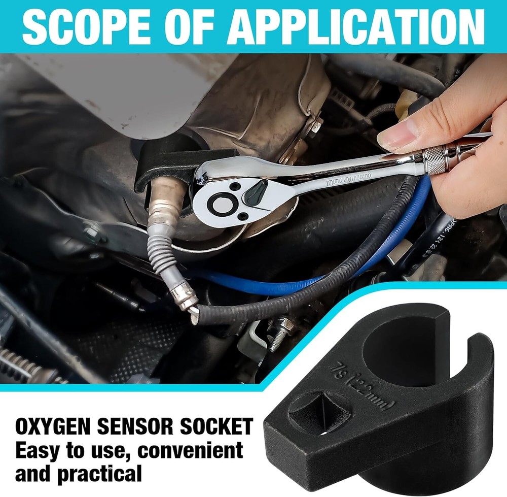 O2 Oxygen Sensor Socket 3/8-inch Drive x 7/8-inch (22mm), Offset Oxygen Sensor