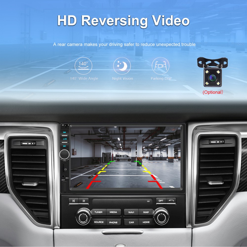 7'' Double 2 Din Car Radio Car Stereo Touch Screen Android Auto BT Apple CarPlay