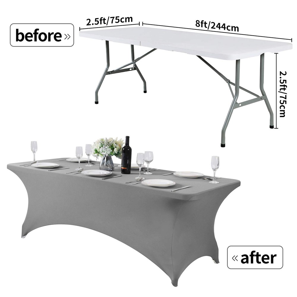 2Pack Spandex Table Cover for 8FT Table Universal Fitted Stretch Tablecloth f...
