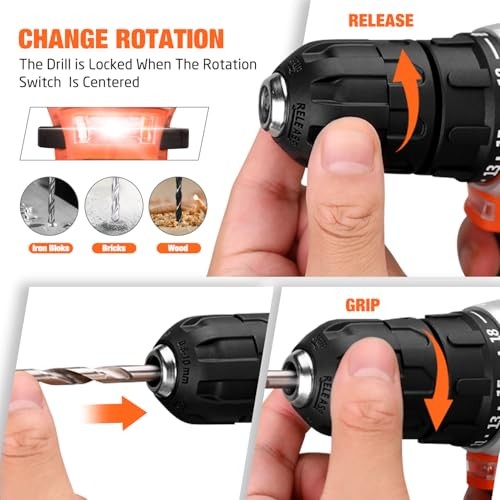 255-Piece Tool Set - Tool Kit with 12V Cordless Drill Driver, Toolbox Orange