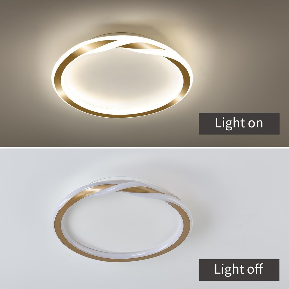 16inch Modern LED Ceiling Light Gold Flush Mount Light Fixture Bright Ceiling...
