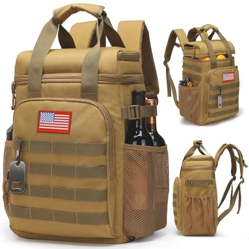 Tactical Backpack Cooler,Lunch Backpack for Men Adults Work with Brown