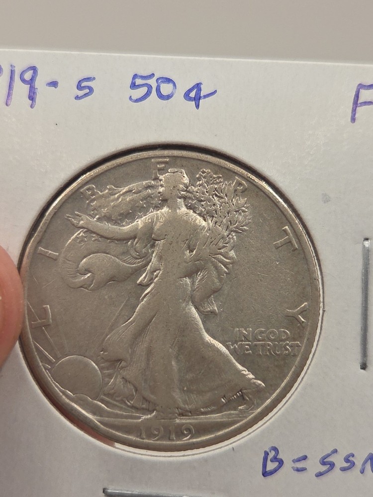 1919-S 50C Walking Liberty Half Dollar