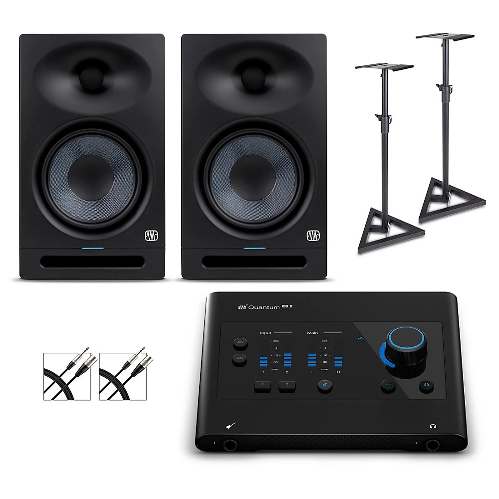PreSonus Quantum ES2 Interface w/Eris 2nd Gen Studio8 Pair, Cables & Stands