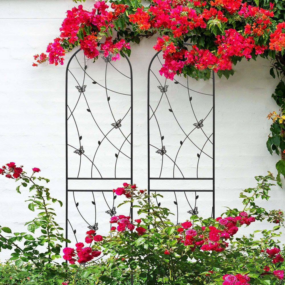 86.7 In. X 19.7 In. Metal Garden Trellis Rustproof Trellis Butterfly Decor for C
