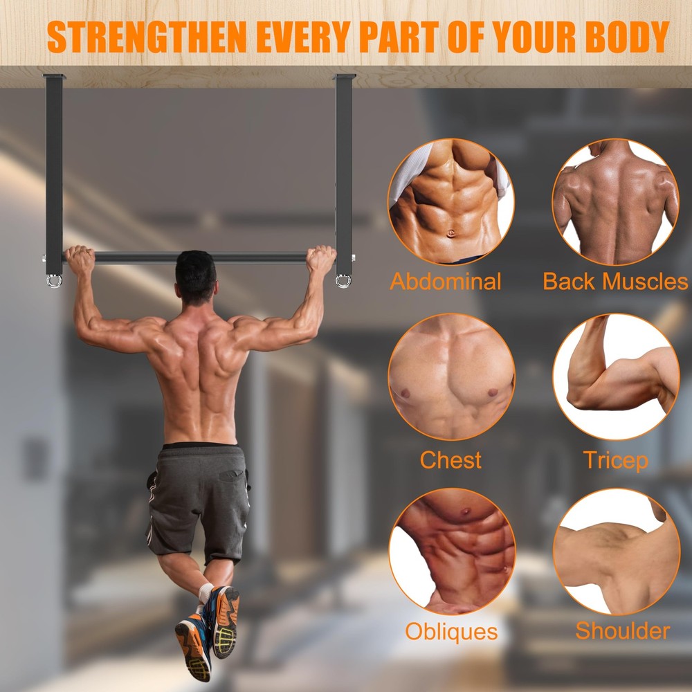 Ceiling Mounted Pull Up Bar, 700 LBS Heavy Duty 4 Adjustable Pull Up Bar, 24"...