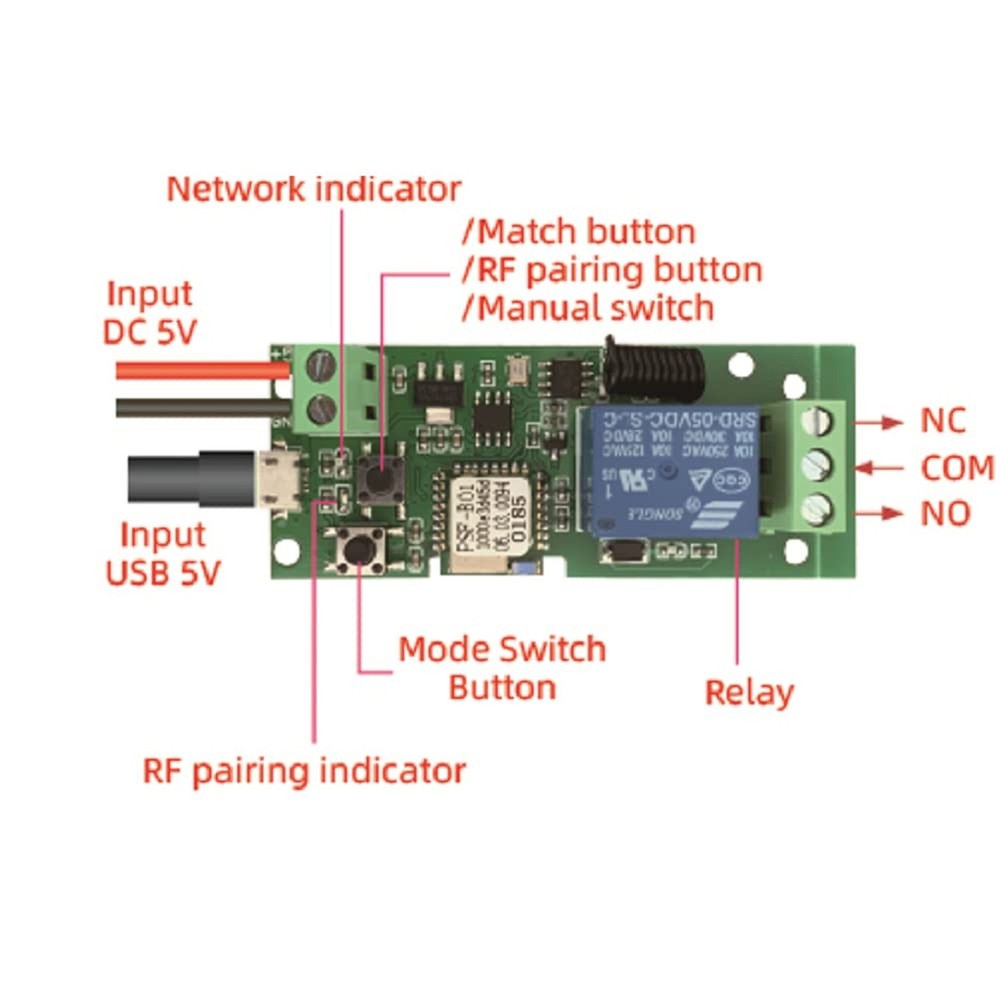MHCOZY Updated WiFi Wireless Smart Switch Inching Self-Locking Relay Module,S...
