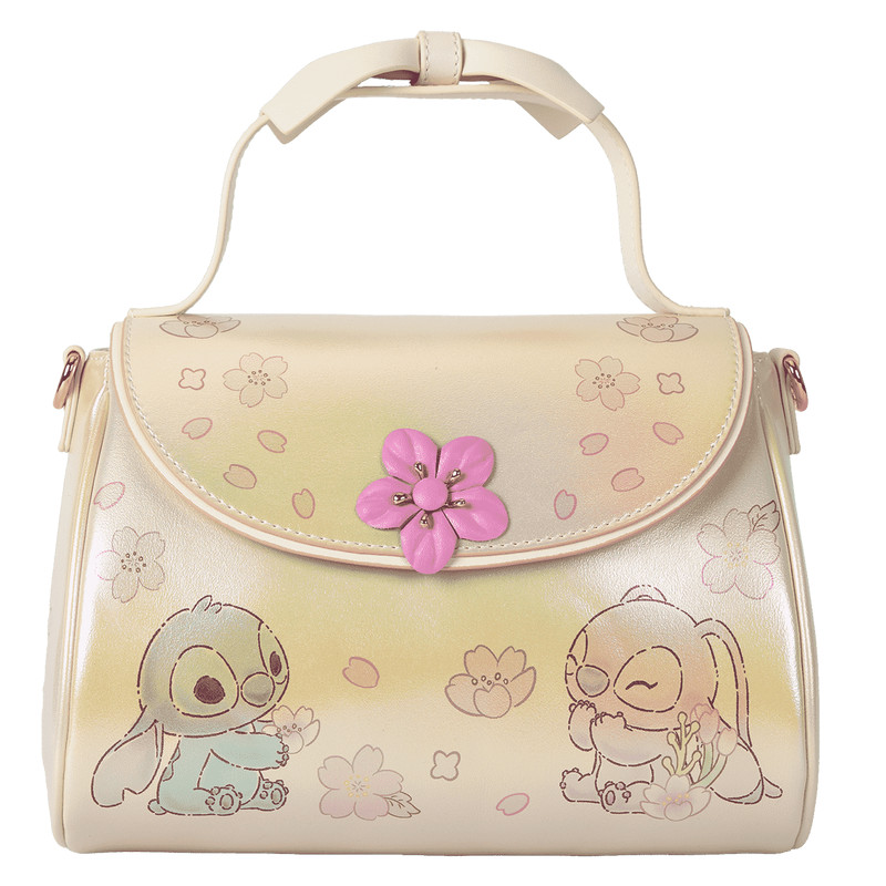 Loungefly Disney Stitch & Angel Cherry Blossom Bow Handle Crossbody Bag
